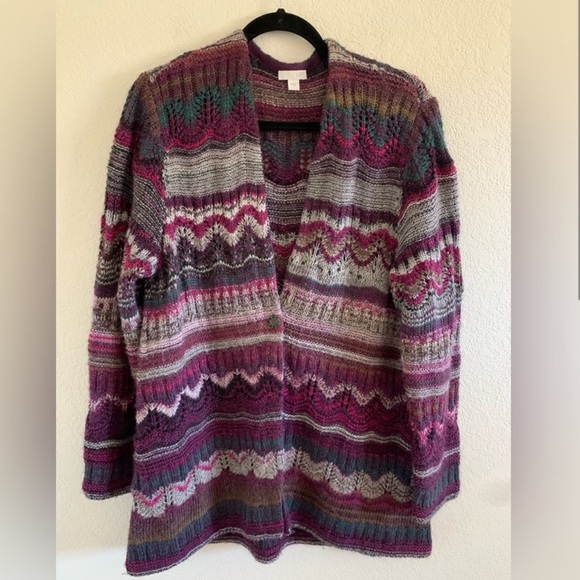 J.Jill Multicolor Cardigan  Long Sleeve Knit Sweater NWOT - Picture 3 of 9